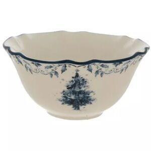 (4) Blue Christmas Tree Ceramic Bowl
